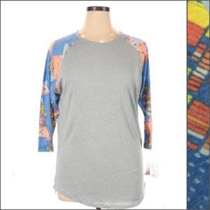🔥 Lularoe Randy Raglan Tee Shirt Gray Geo Print XL